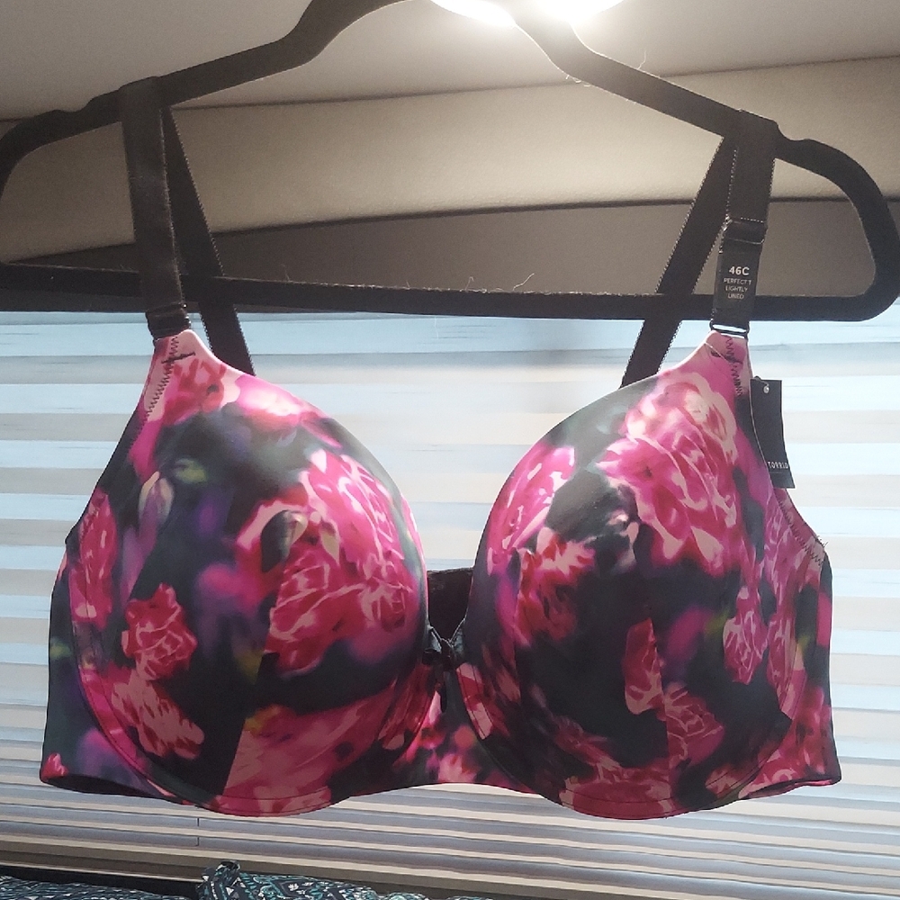 TORRID Floral Pink and Black Bra 46C